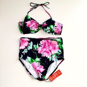 Women’s Two Piece High Waist Swimwear Large Size